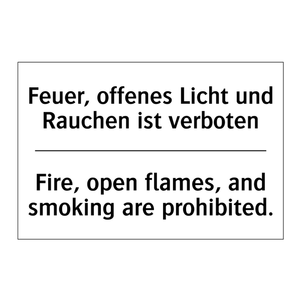 Feuer, offenes Licht und Rauchen /.../ - Fire, open flames, and smoking /.../