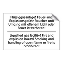 Flüssiggasanlage! Feuer- und Explosionsgefahr /.../ - Liquefied gas facility! Fire and /.../