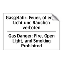 Gasgefahr: Feuer, offenes Licht /.../ - Gas Danger: Fire, Open Light, /.../