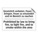 Gesetzlich verboten, Feuer zu /.../ - Prohibited by law to bring fire, /.../