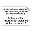 Grillen und Feuer VERBOTEN! Zuwiderhandlungen /.../ - Grilling and fires PROHIBITED! /.../