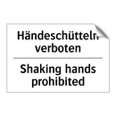 Händeschütteln verboten - Shaking hands prohibited
