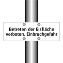 Betreten der Eisfläche verboten. Einbruchgefahr