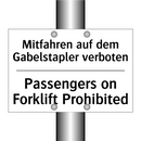 Mitfahren auf dem Gabelstapler /.../ - Passengers on Forklift Prohibited/.../