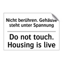 Nicht berühren. Gehäuse steht /.../ - Do not touch. Housing is live