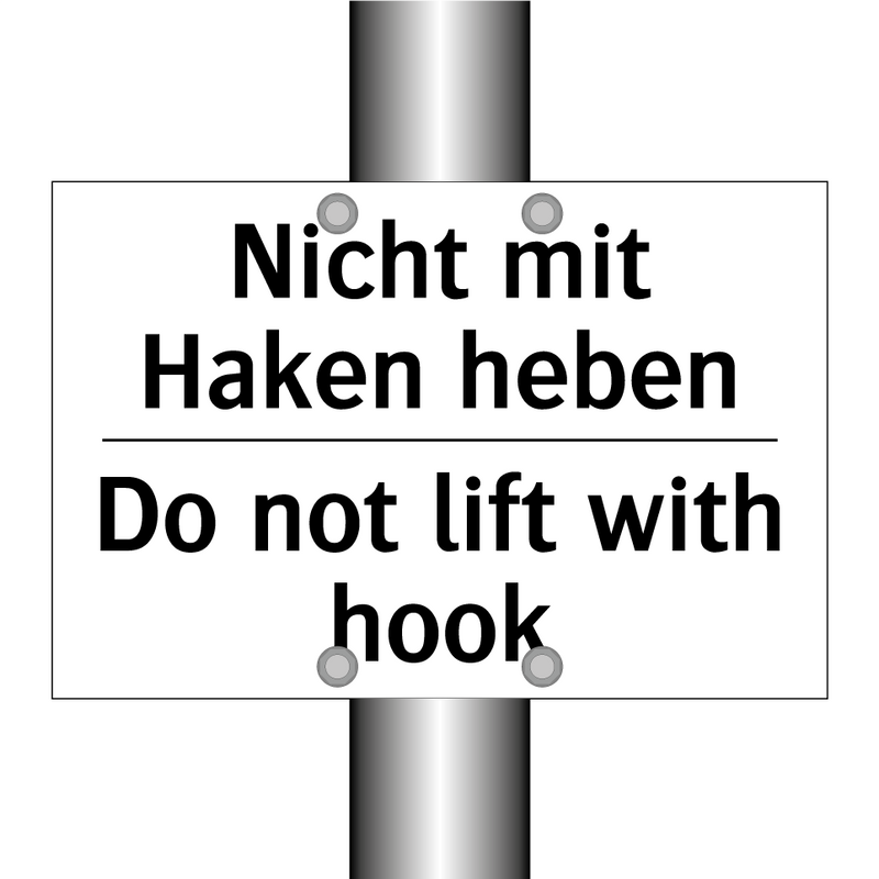 Nicht mit Haken heben - Do not lift with hook
