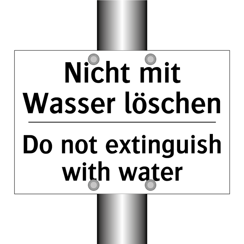 Nicht mit Wasser löschen - Do not extinguish with water