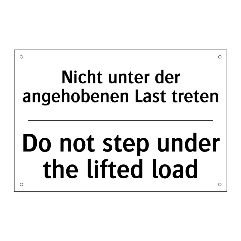Nicht unter der angehobenen Last /.../ - Do not step under the lifted load/.../