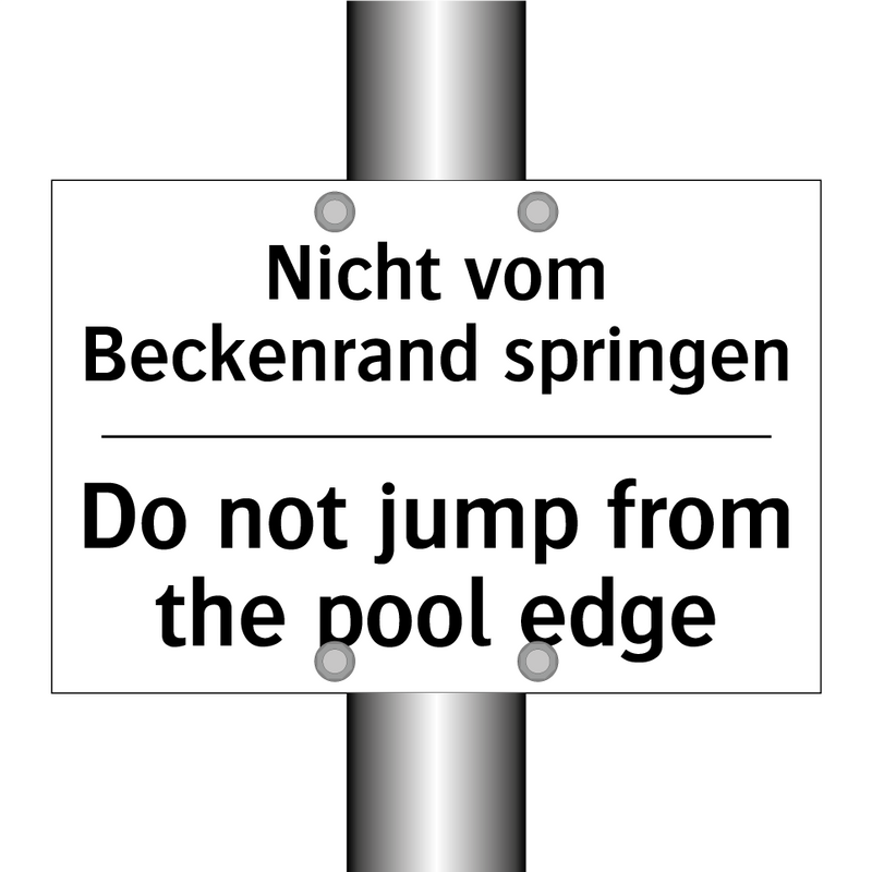 Nicht vom Beckenrand springen - Do not jump from the pool edge