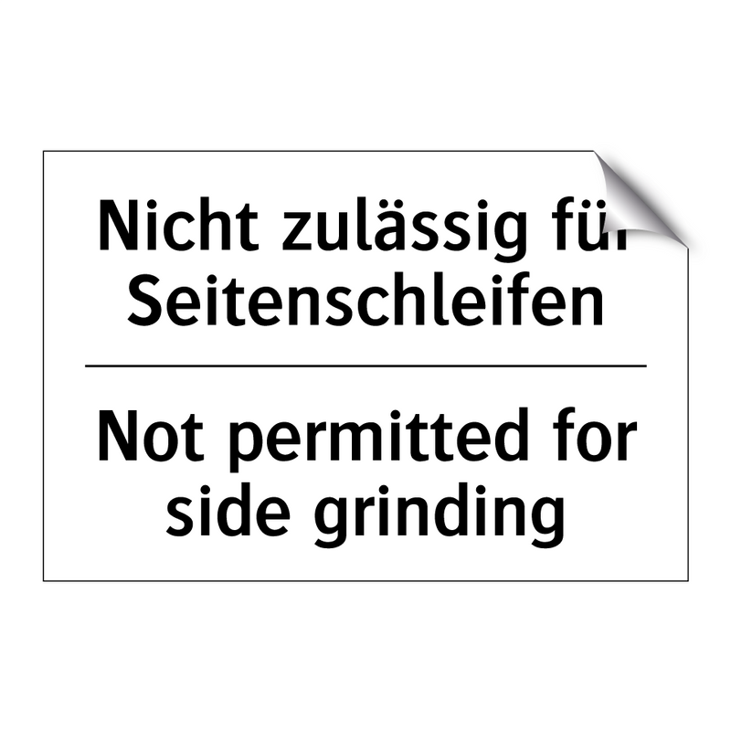 Nicht zulässig für Seitenschleifen/.../ - Not permitted for side grinding/.../