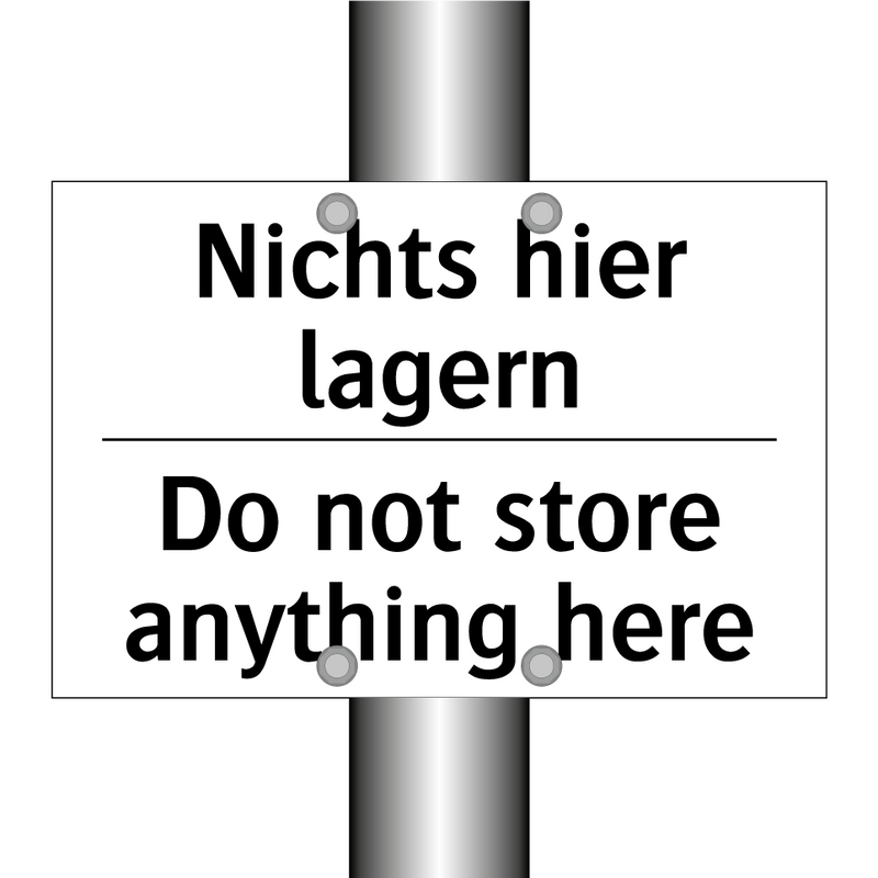Nichts hier lagern - Do not store anything here