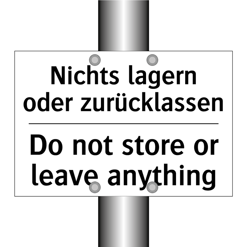 Nichts lagern oder zurücklassen/.../ - Do not store or leave anything