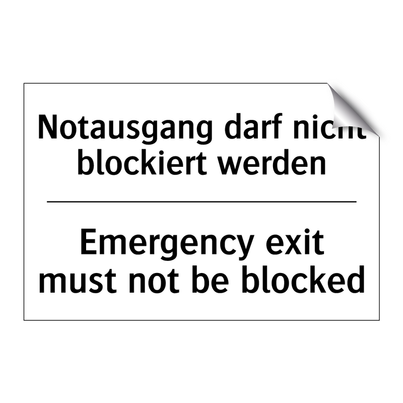 Notausgang darf nicht blockiert /.../ - Emergency exit must not be blocked/.../