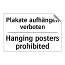 Plakate aufhängen verboten - Hanging posters prohibited