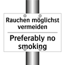 Rauchen möglichst vermeiden - Preferably no smoking