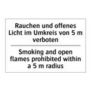 Rauchen und offenes Licht im Umkreis /.../ - Smoking and open flames prohibited /.../
