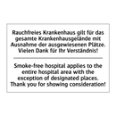 Rauchfreies Krankenhaus gilt für /.../ - Smoke-free hospital applies to /.../