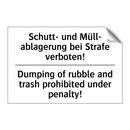 Schutt- und Müll- ablagerung bei /.../ - Dumping of rubble and trash prohibited /.../