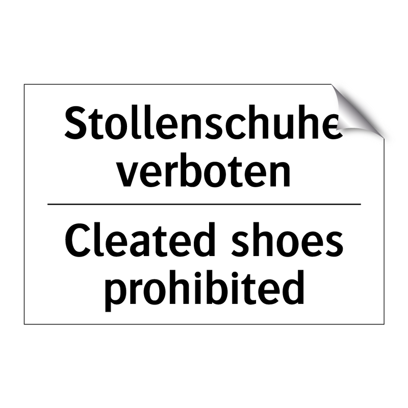 Stollenschuhe verboten - Cleated shoes prohibited