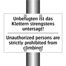Unbefugten ist das Klettern strengstens /.../ - Unauthorized persons are strictly /.../