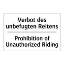 Verbot des unbefugten Reitens - Prohibition of Unauthorized Riding/.../