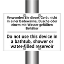 Verwenden Sie dieses Gerät nicht /.../ - Do not use this device in a bathtub, /.../