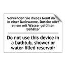 Verwenden Sie dieses Gerät nicht /.../ - Do not use this device in a bathtub, /.../