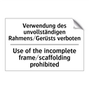 Verwendung des unvollständigen /.../ - Use of the incomplete frame/scaffolding /.../