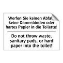 Werfen Sie keinen Abfall, keine /.../ - Do not throw waste, sanitary pads, /.../