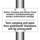 Zelten, Camping und offenes Feuer /.../ - Tent camping and open fires prohibited! /.../