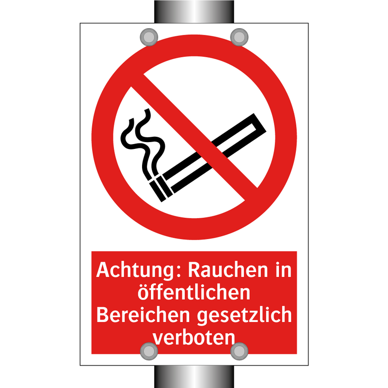 Achtung: Rauchen in öffentlichen Bereichen gesetzlich verboten