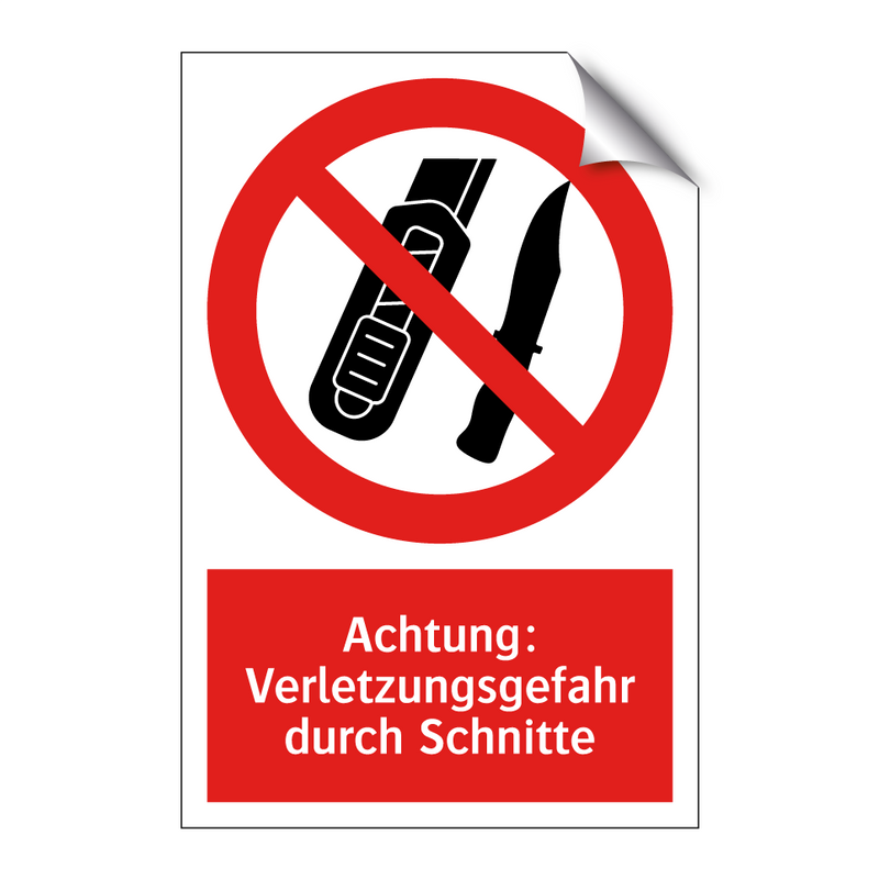 Achtung: Verletzungsgefahr durch Schnitte