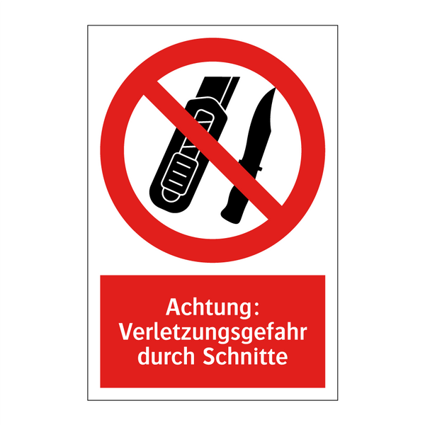 Achtung: Verletzungsgefahr durch Schnitte