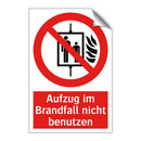 Aufzug im Brandfall nicht benutzen