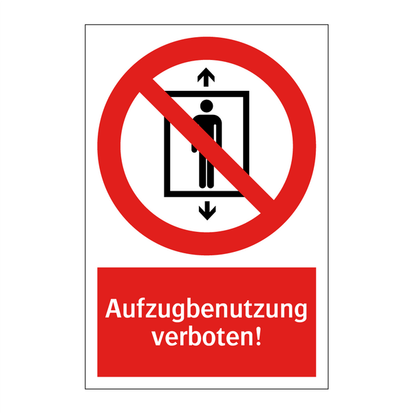 Aufzugbenutzung verboten!