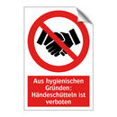 Aus hygienischen Gründen: Händeschütteln ist verboten