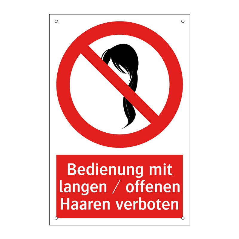Bedienung mit langen / offenen Haaren verboten