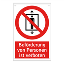 Beförderung von Personen ist verboten