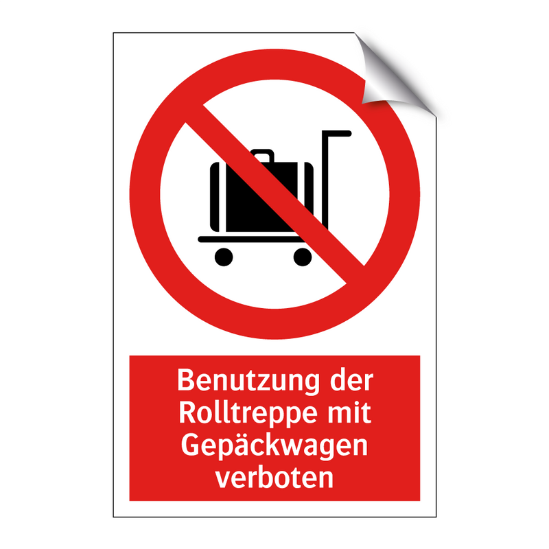 Benutzung der Rolltreppe mit Gepäckwagen verboten