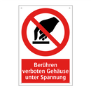 Berühren verboten Gehäuse unter Spannung