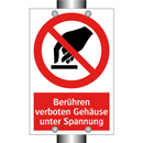 Berühren verboten Gehäuse unter Spannung
