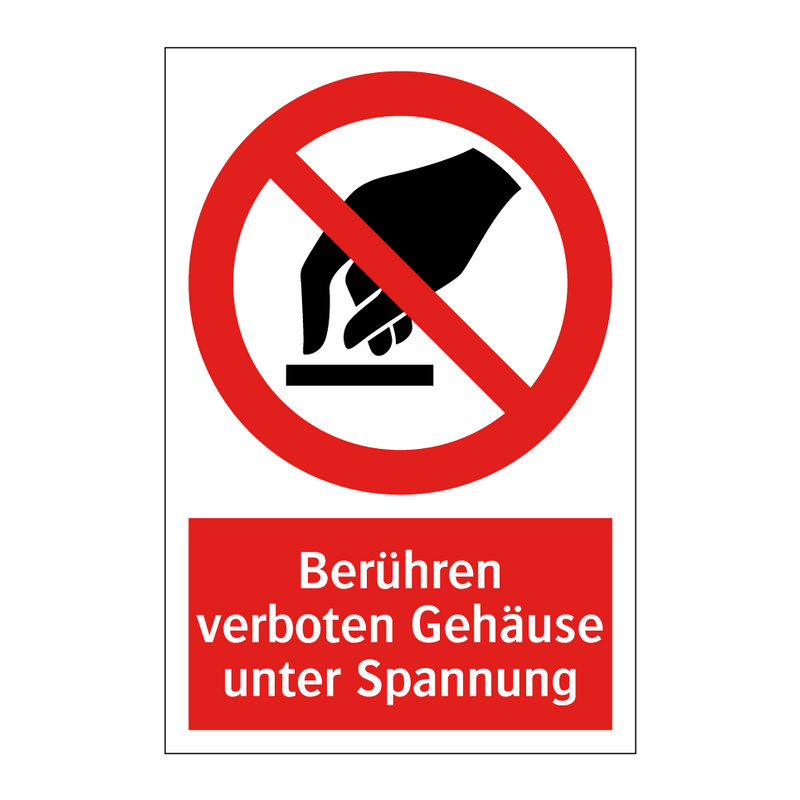 Berühren verboten Gehäuse unter Spannung