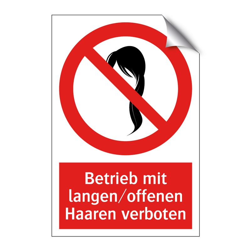 Betrieb mit langen/offenen Haaren verboten