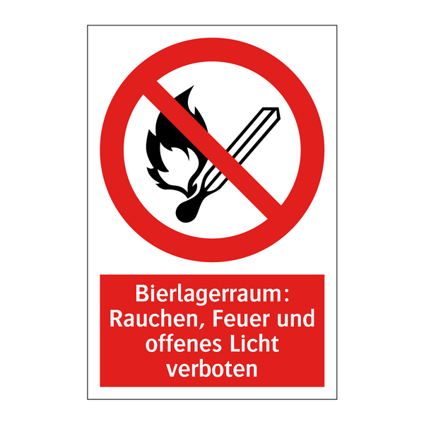 Bierlagerraum: Rauchen, Feuer und offenes Licht verboten