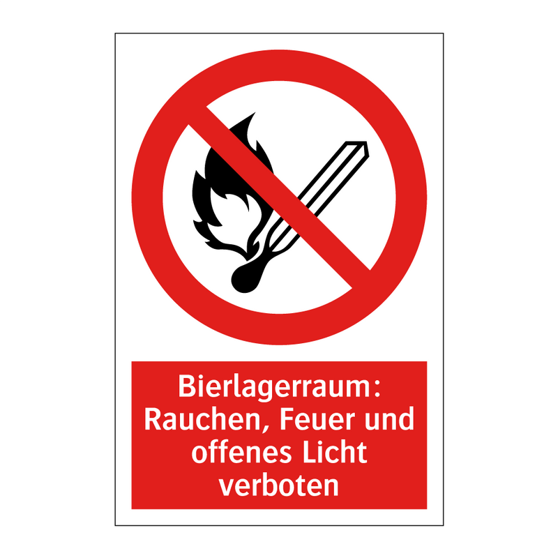 Bierlagerraum: Rauchen, Feuer und offenes Licht verboten