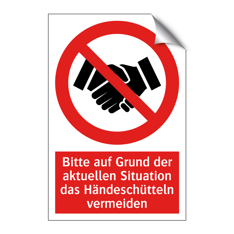 Bitte auf Grund der aktuellen Situation das Händeschütteln vermeiden