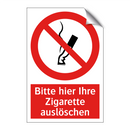 Bitte hier Ihre Zigarette auslöschen