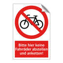 Bitte hier keine Fahrräder abstellen und anketten!