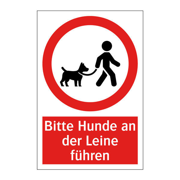 Bitte Hunde an der Leine führen