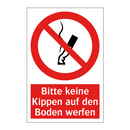 Bitte keine Kippen auf den Boden werfen